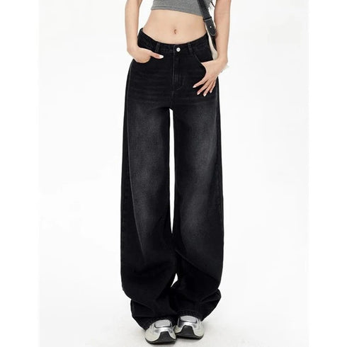 High Waist Flare Jeans in Black and Grey