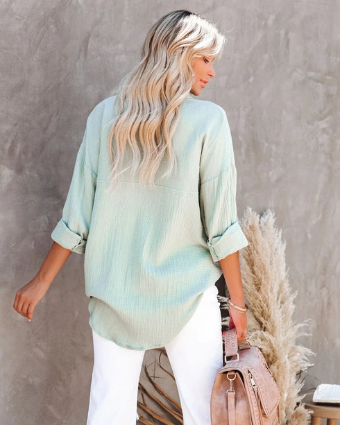 Women's Long Sleeve Collared Button Down Blouse