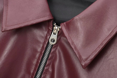Chic Wine Red Short Jacket for Women