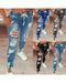 Women's Mid Waist Lace-Up Slim Fit Denim Jeans