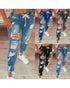 Women's Mid Waist Lace-Up Slim Fit Denim Jeans
