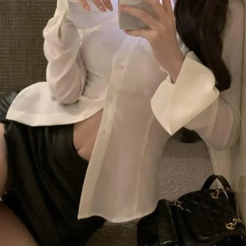 Slim Fit Flared Sleeve Women's Blouse