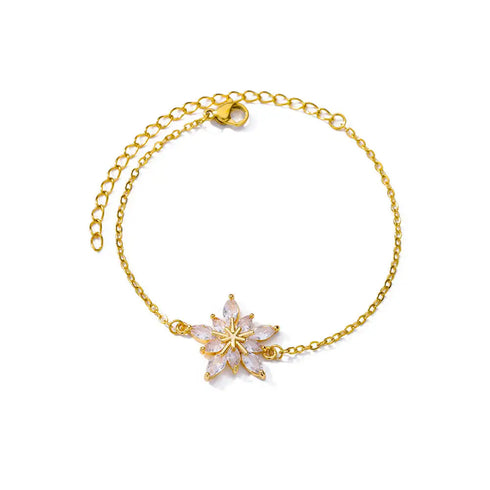 Elegant Zircon Flower Charm Bracelet for Women