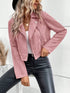 Faux Suede Biker Jacket with Zipper Detail