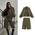 Women's High Waisted Casual Shorts & Long Sleeve Jacket Set