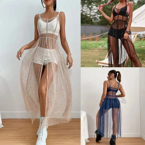 Boho Mesh Maxi Dress for Summer Festivals