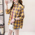 Loose Fit Cotton Plaid Shirt for Women