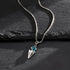 Stylish Blue Stone Geometric Pendant Necklace