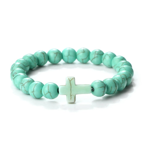 Jesus Cross Natural Stone Bracelet for Men