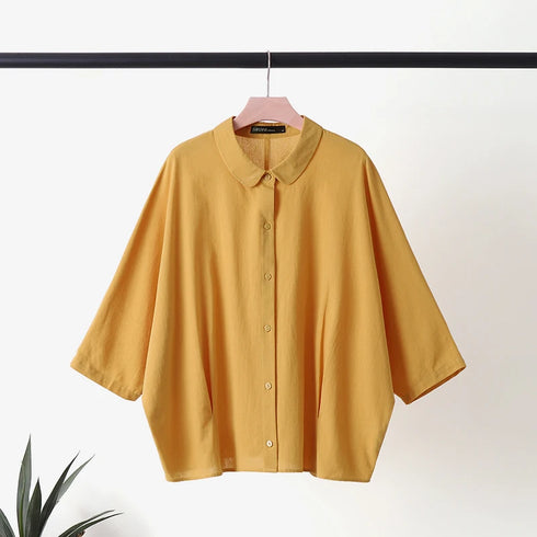 ZANZEA Elegant 3/4 Sleeve Lapel Neck Blouse for Women