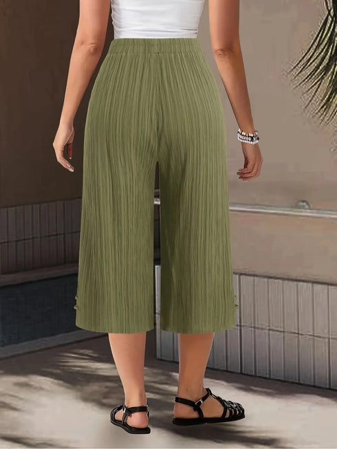 Plus Size Wide Leg Striped Pants for Women