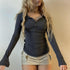 Y2K Slim Fit Brown Crop Top with Button Detail