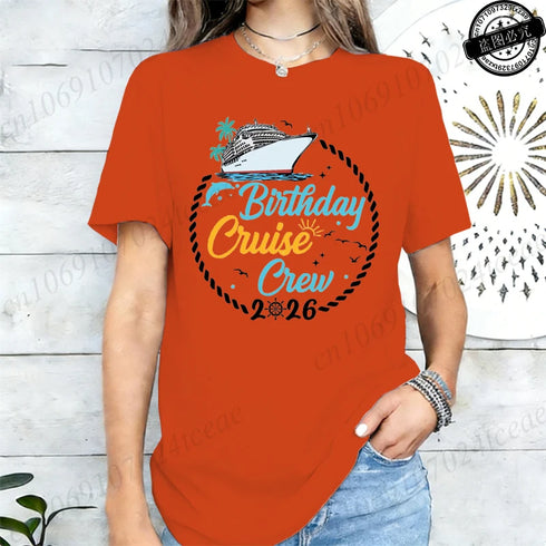 Birthday Crew 2026 Shirts,My Birthday Cruise Crew T-Shirts for Women,Family Party Tops Tees,Friends Cruise T-Shirts,short Sleeve