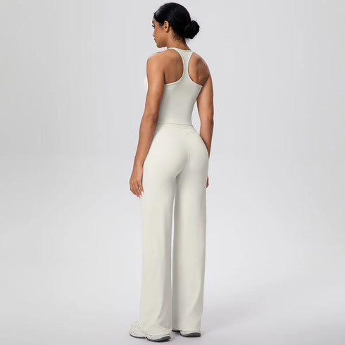 Backless Yoga Set with Wide Leg Pants