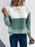 Elegant Three-Colour Patchwork Sweater for Women