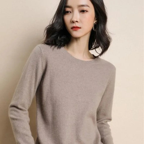 Women's O-Neck Casual Knit Pullover Sweater