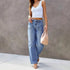 Women's Light Blue Wide Leg Straight-Leg Jeans