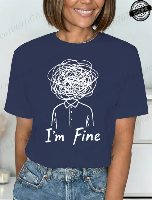 Harajuku I'm Fine Graphic T-Shirt for Women
