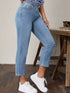 High Waist Straight Leg Denim Pants for Women