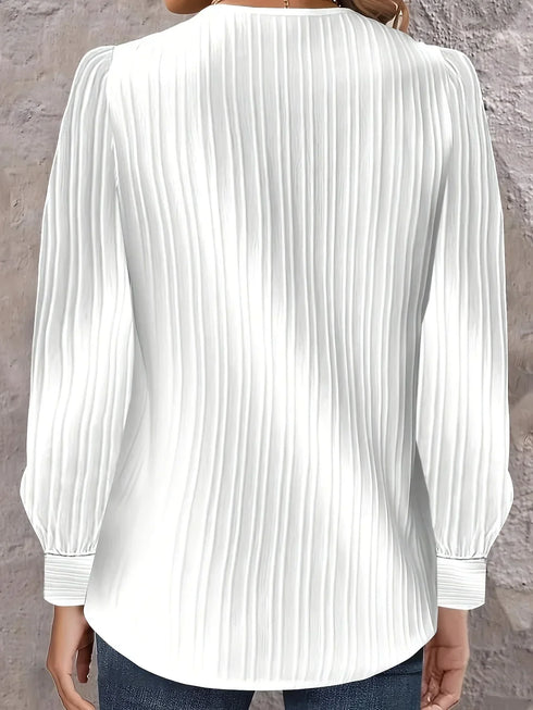 Plus Size Long Sleeve Button-Up Shirt with Skew Collar