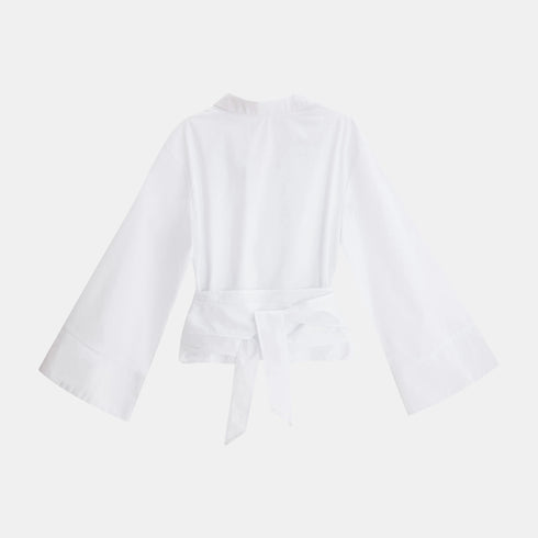 Long Sleeve Satin Feel Kimono Blouse for Women