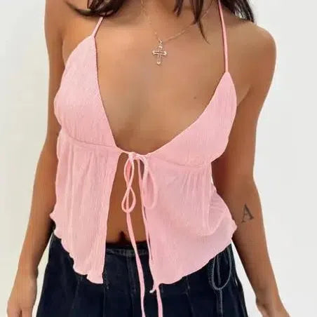Chic Women’s Backless Crop Top - Y2K Sleeveless Tank