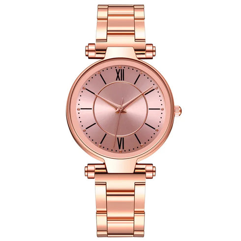 Luxury Rose Gold Stainless Steel Quartz Watch for Women