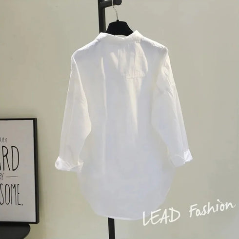 Elegant White Long Sleeve Casual Blouse for Women