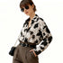 Spring Cow Print Button-Up Blouse for Women