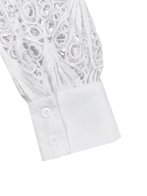 Plus Size Long Sleeve Turndown Collar Blouse