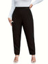 Plus Size Black Knitted Casual Trousers