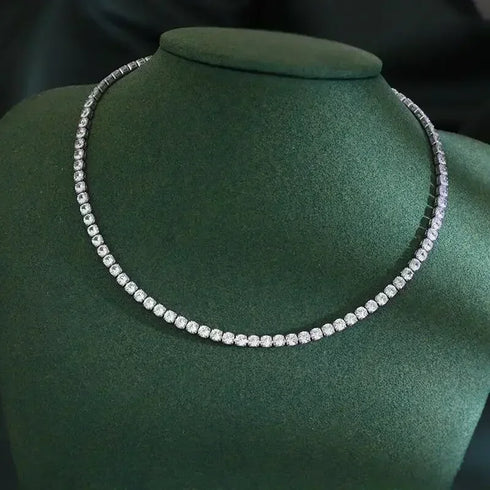 925 Sterling Silver Zircon Chain Necklace for Women