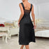 Women's Black V-Neck Lace Detail Night Dress