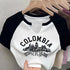 Casual O-Neck Short Sleeve Letter Print Crop Top