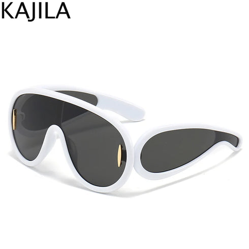 Oversized Wave Mask One-Piece Sunglasses for Women