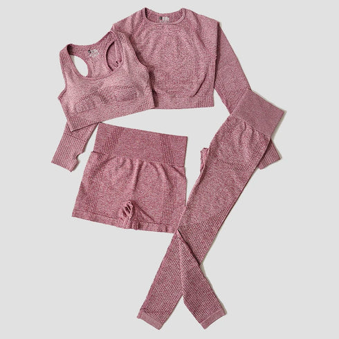 WAREBALL Women's Yoga Set - Long Sleeve Crop Top & Leggings