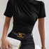 Chic Turtleneck Slim Fit Short Sleeve Top - Perfect Spring & Summer Essential for Women