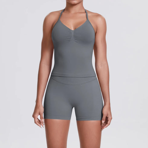 Yoga Shorts Set with Built-In Bra for Women