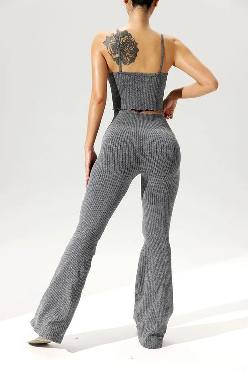 Seamless Flared Pants & Ribbed Tank Top Set