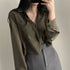 Long Sleeve Casual Blouse with Pockets