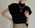 Solid Stand-up Collar Knitted Blouse Vest
