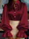 Elegant Satin Blouse with Ruffled Cuff Sleeves