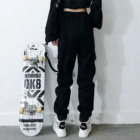 Women's Black Cargo Pants with Pockets