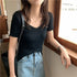 Basic V-neck Ribbed Summer Pullover Sweater