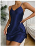 Women's Silk Adjustable V-Neck Slit Nightdress