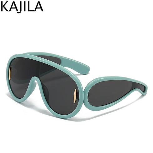 Oversized Wave Mask One-Piece Sunglasses for Women