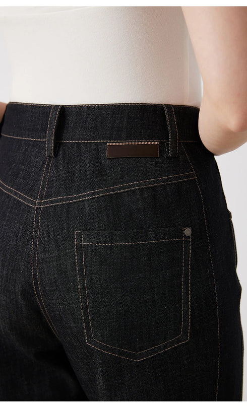 Women's High-Waisted Wide-Leg Denim Pants