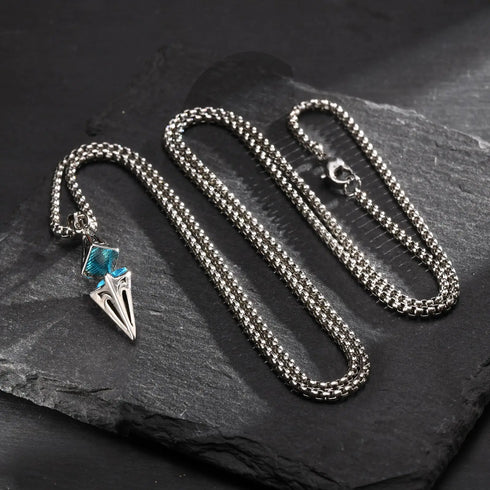 Stylish Blue Stone Geometric Pendant Necklace