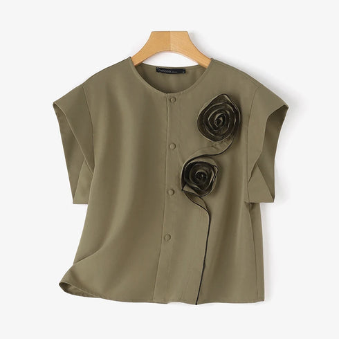 ZANZEA Women's Floral Short Sleeve Blouse