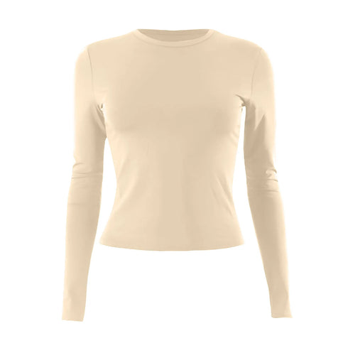 Womens Long Sleeve Bodycon Crop Top - Solid Colours
